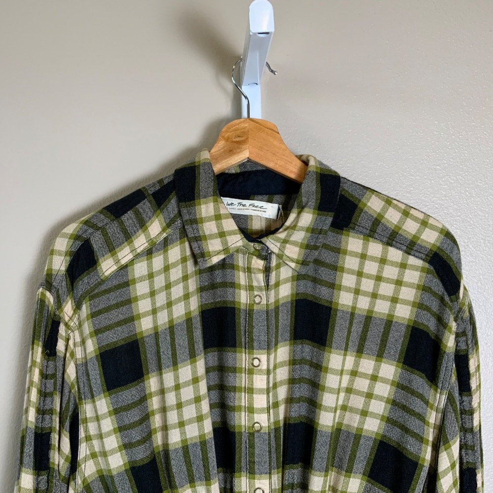Free People We The Free Pacific Dawn Plaid Peplum Snap Buttonwdown - Picture 11 of 16